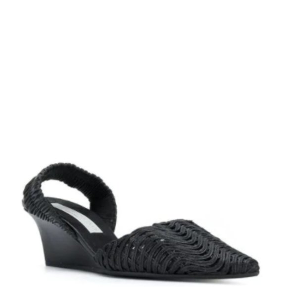 Stella McCartney Black Woven Slingback Wedges NWBX - Picture 8 of 13
